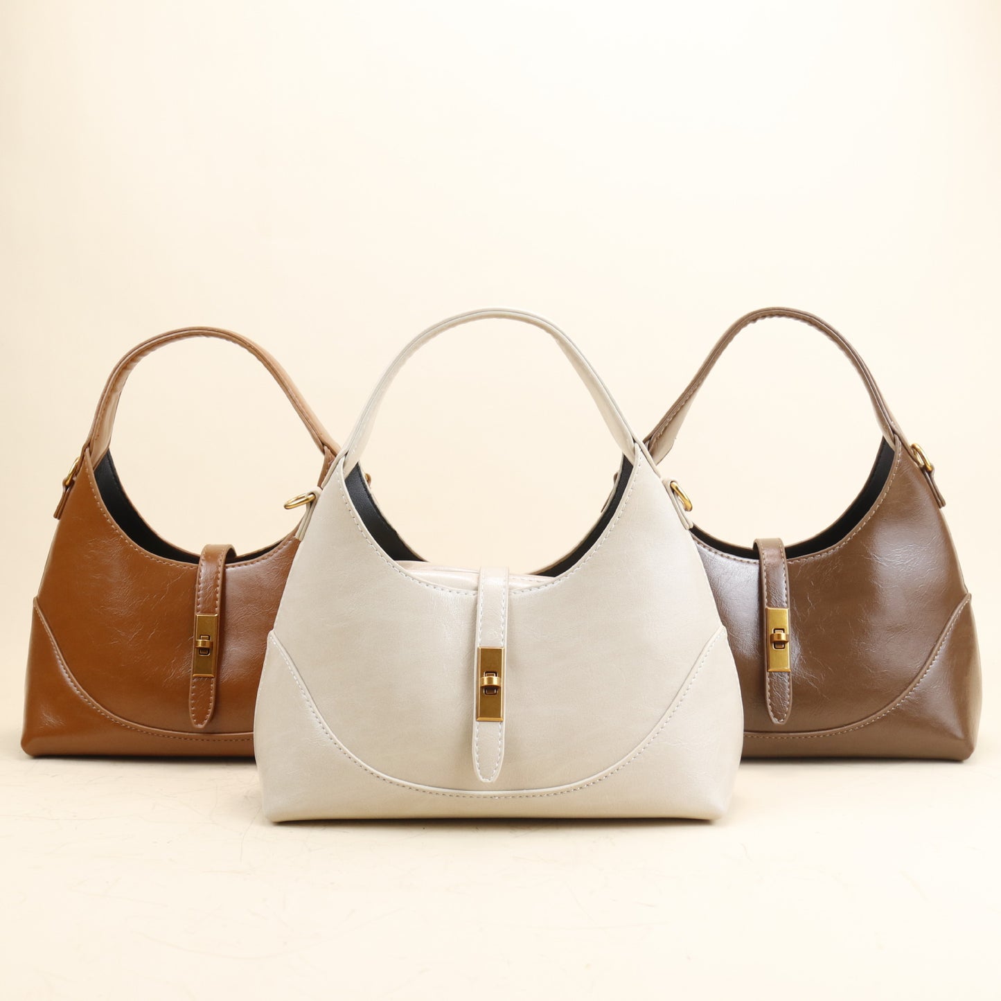 QARELA Vintage Oil Wax Leather Shoulder Bag for Women, Retro Crossbody & Underarm Purse – Small Designer Handbag for Spring Summer Fashion