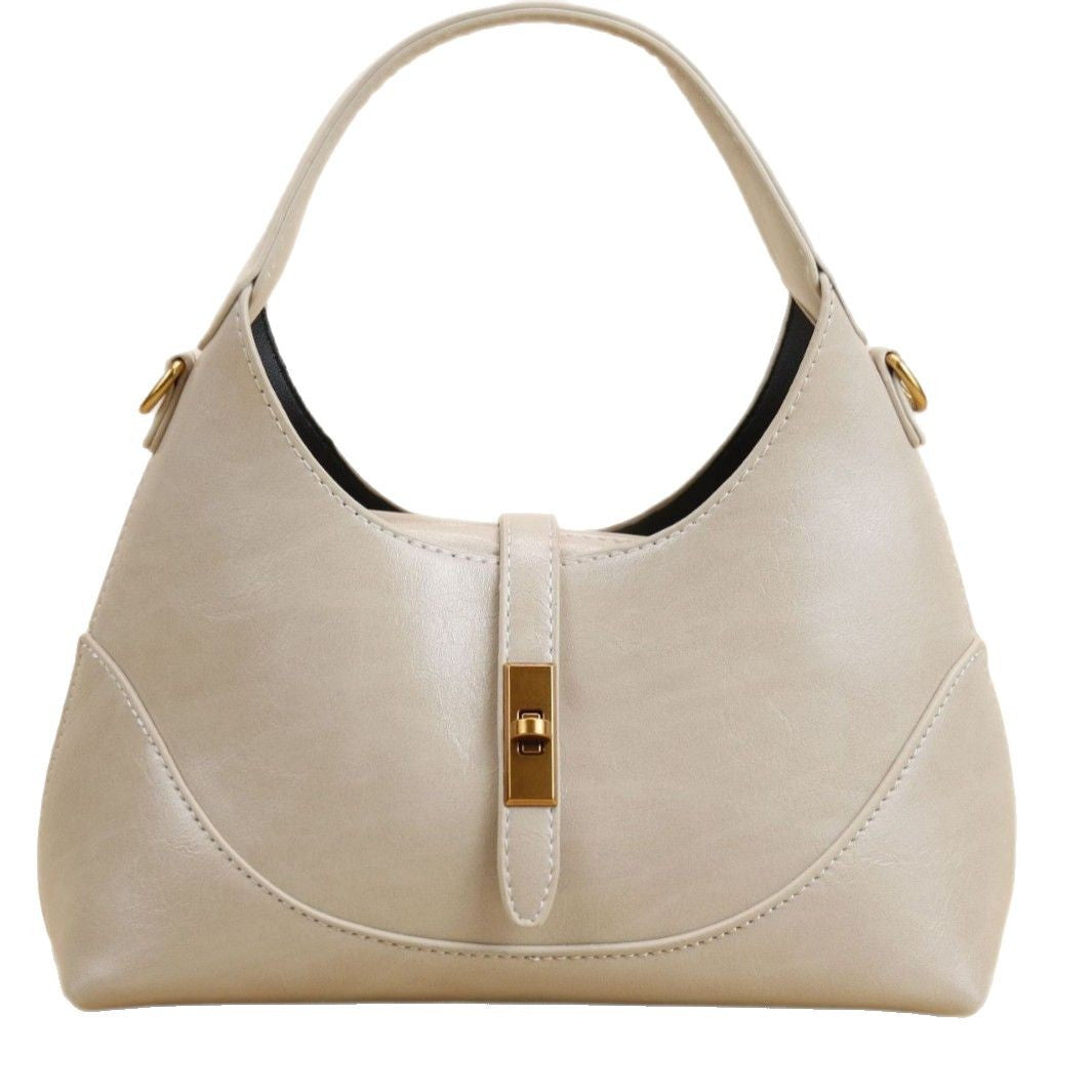 QARELA Vintage Oil Wax Leather Shoulder Bag for Women, Retro Crossbody & Underarm Purse – Small Designer Handbag for Spring Summer Fashion