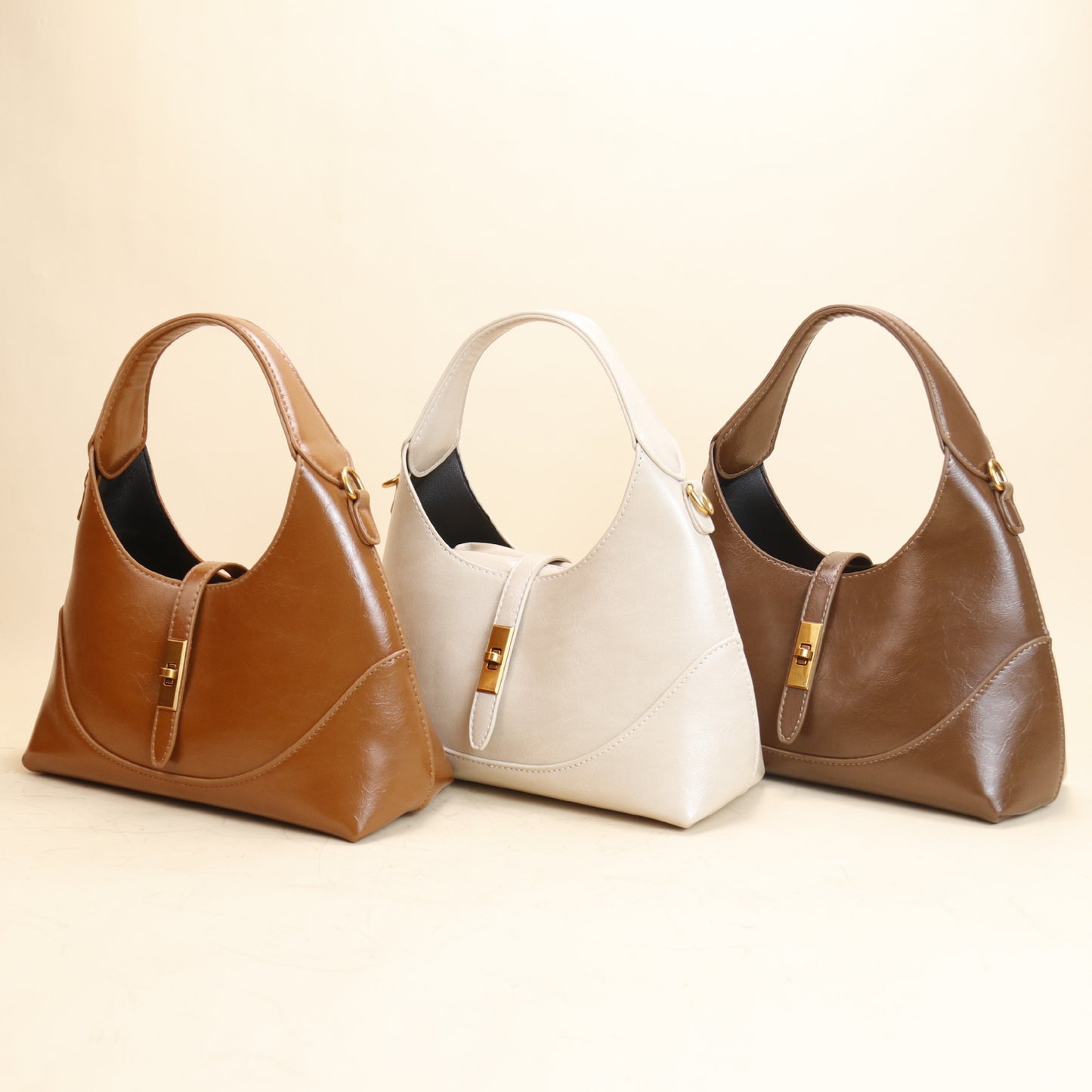 QARELA Vintage Oil Wax Leather Shoulder Bag for Women, Retro Crossbody & Underarm Purse – Small Designer Handbag for Spring Summer Fashion